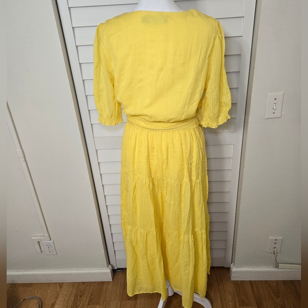 Lauren Ralph Lauren Firmato Yellow Midi Dress Size 10 - Picture 7 of 16